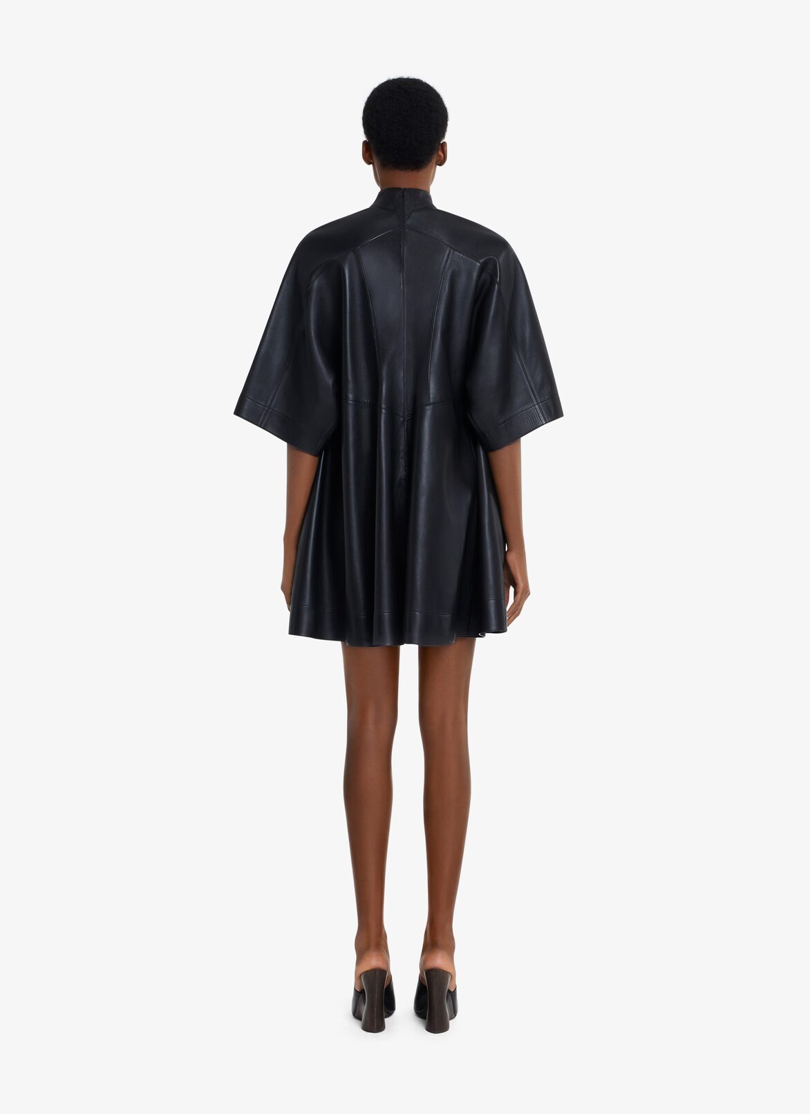 A-LINE SHORT LAMBSKIN DRESS ALAÏA BLACK A-LINE SHORT LAMBSKIN DRESS
